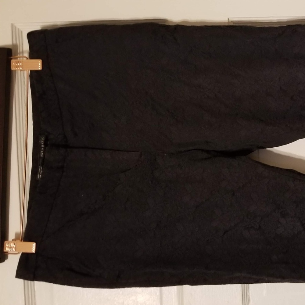 Zara Size L Jacquard Trouser/Pant, Black
